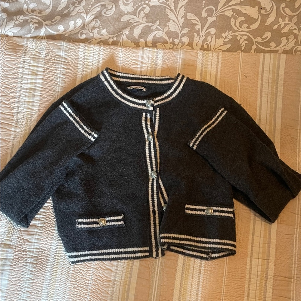 American Eagle Outfitters Black Cardigan with White Trim